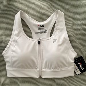 Fila White Zip Front Sports Bra